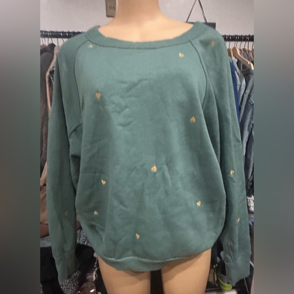 Universal Thread Green Sweater with Gold Accents